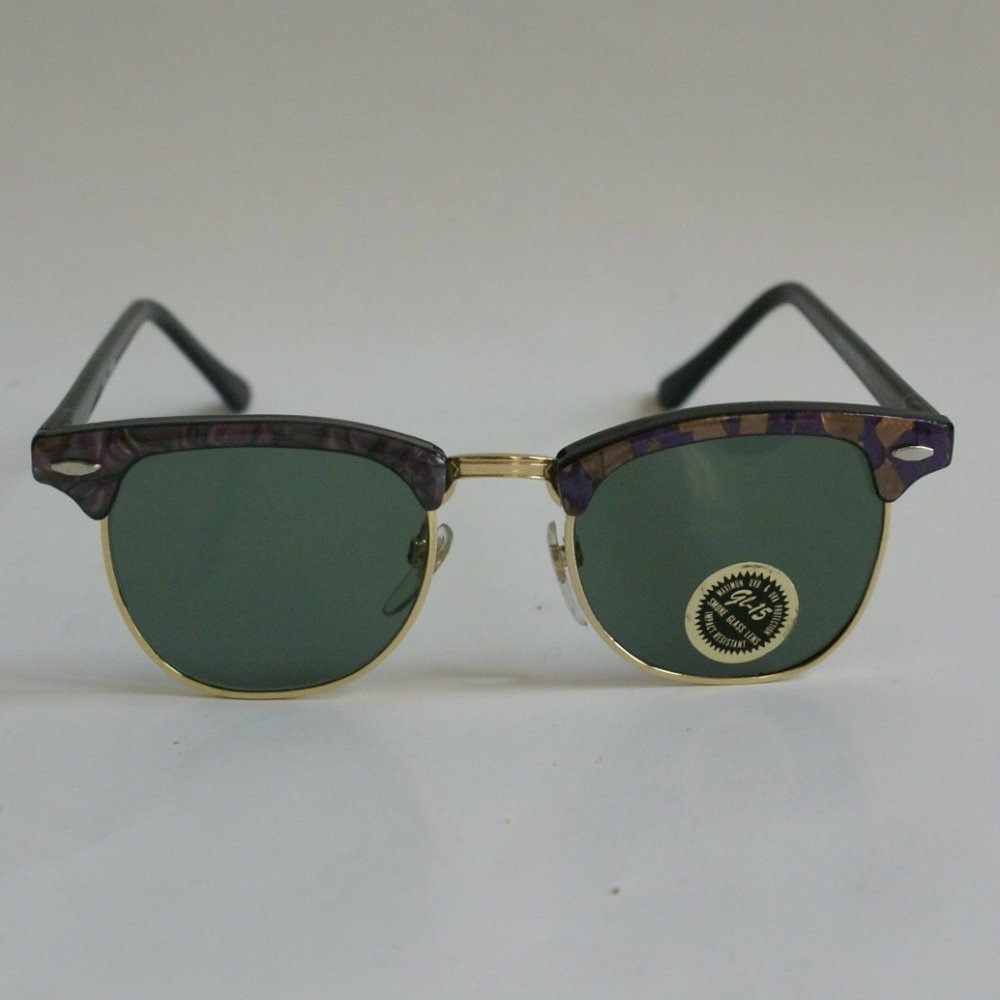 NWT Vintage Soho/Clubman style glass G-15 lens laminated top combo sunglasses